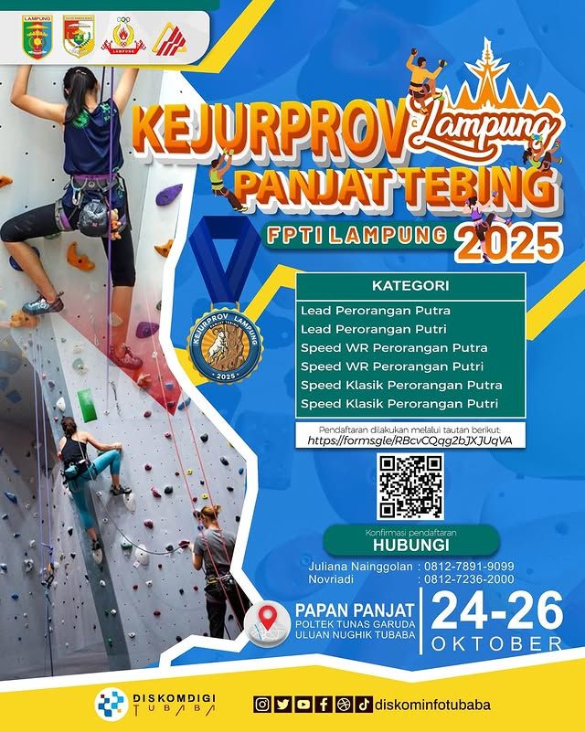 Kejurprov Panjat Tebing Lampung 2025 Resmi Dibuka Pendaftaran