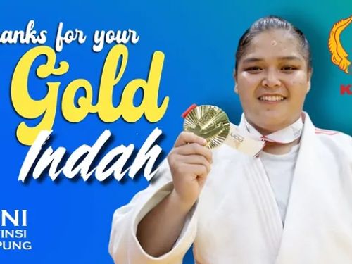 ndah Permata Sari meraih medali emas Judo kelas +78 kg pada PON Beladiri I Kudus 2025