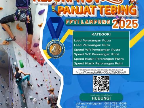 Kejurprov Panjat Tebing Lampung 2025 Resmi Dibuka Pendaftaran