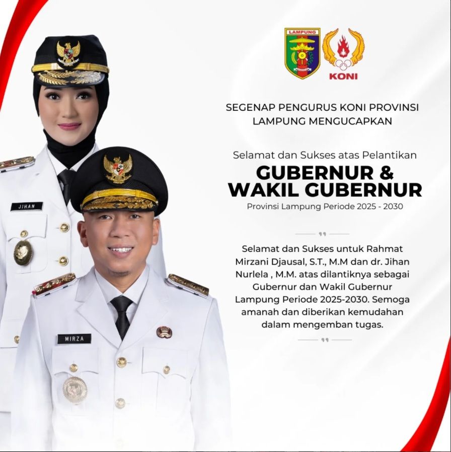 Ucapan Selamat Pelantikan Gubernur & Wakil Gubernur Lampung 2025–2030